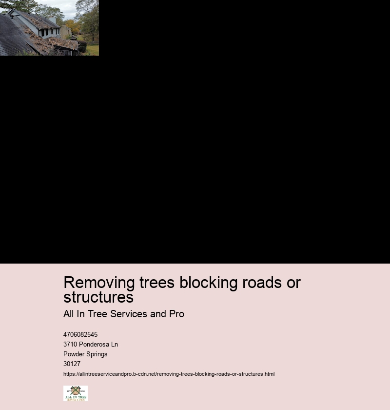 Removing trees blocking roads or structures
